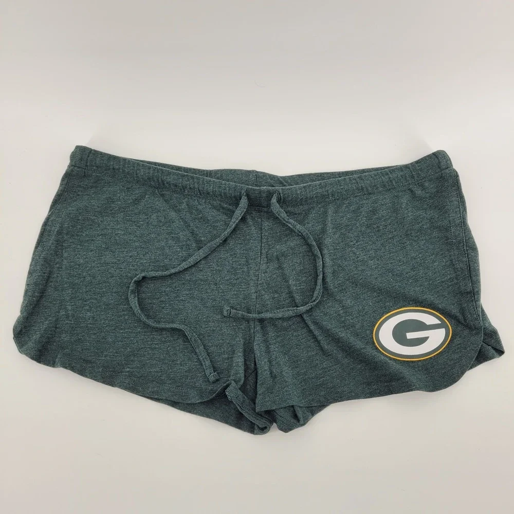 NFL Team Apparel Sleep Shorts Womens Large Green Green Bay Packers Drawstring‎